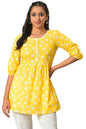 Aurelia Womens Cotton Loose Yellow Floral Printed Short Kurti (23FEA30331-506691
