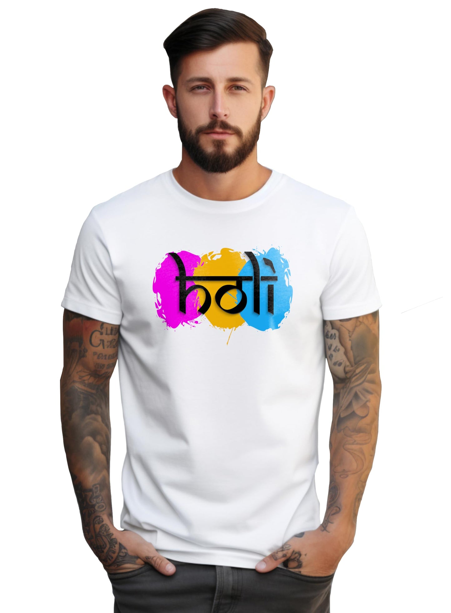 Peppyzone Mens Premium Cotton Happy Holi Printed Tshirt for Men Stylish - Trending T Shirts for Men | T-Shirt for Man | T Shirt