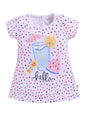 BUMZEE Girls Cotton Cap Sleeves Graphic Print Above Knee Length Frock/Dress White - 2-3 Years (Peb11496F-wht)