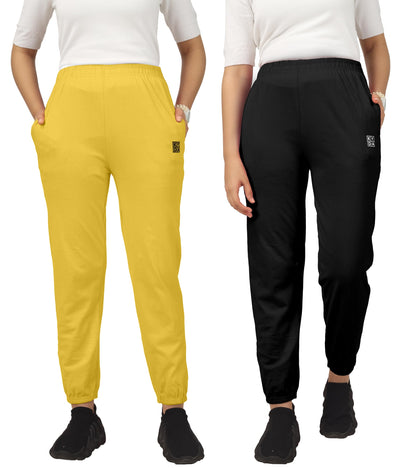 Kyda Kids Cotton Regular Fit Track Pants For Girls (Pack Of 2)