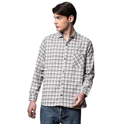 Brown Culture MenS Cotton Blend Checkered Shirt With Spread Collared Full Sleeves Standard Length And Button Down Closure Type|