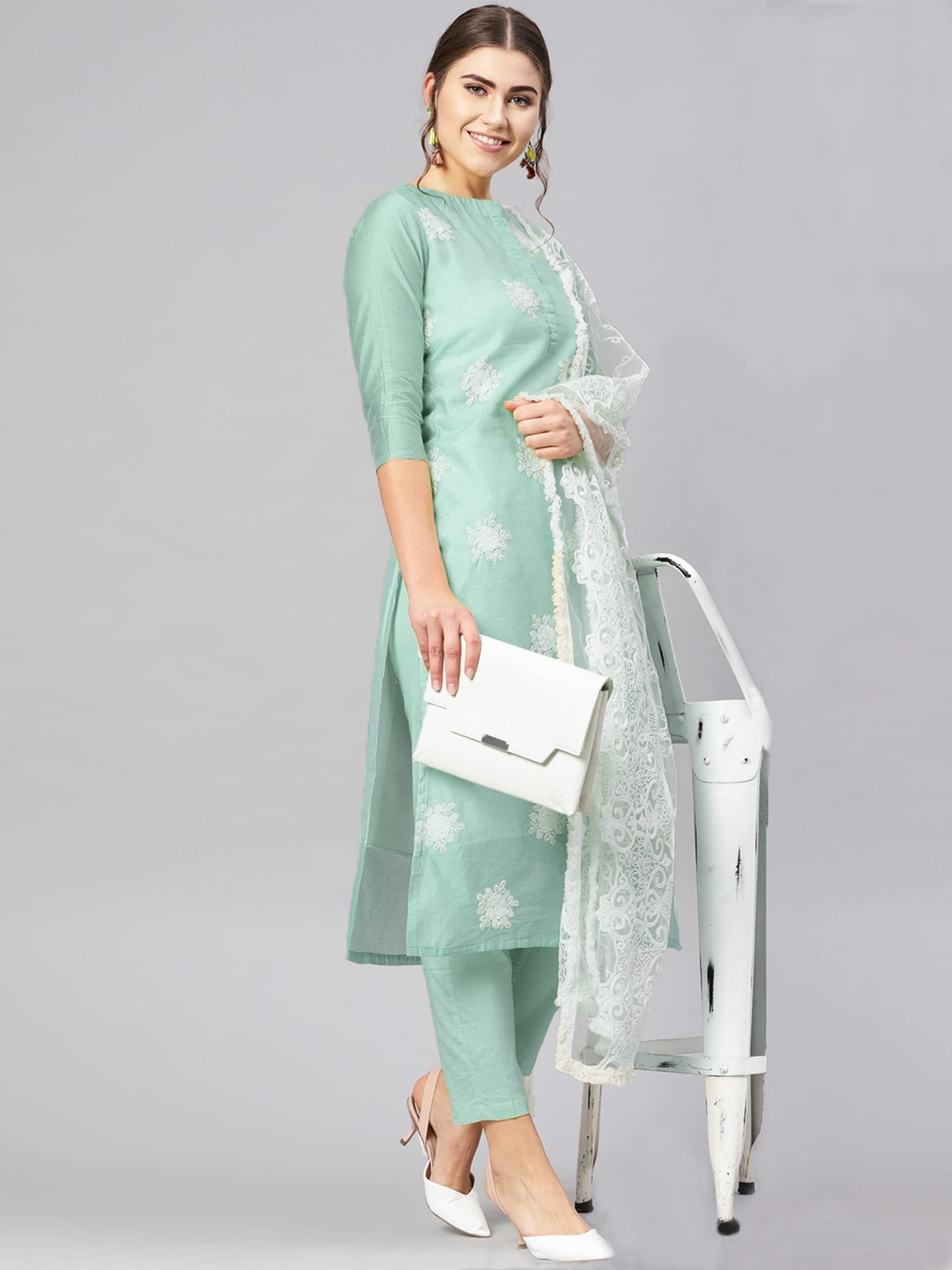 ANNI DESIGNER Cotton Women Casual Style Kurta With Pant & Dupatta