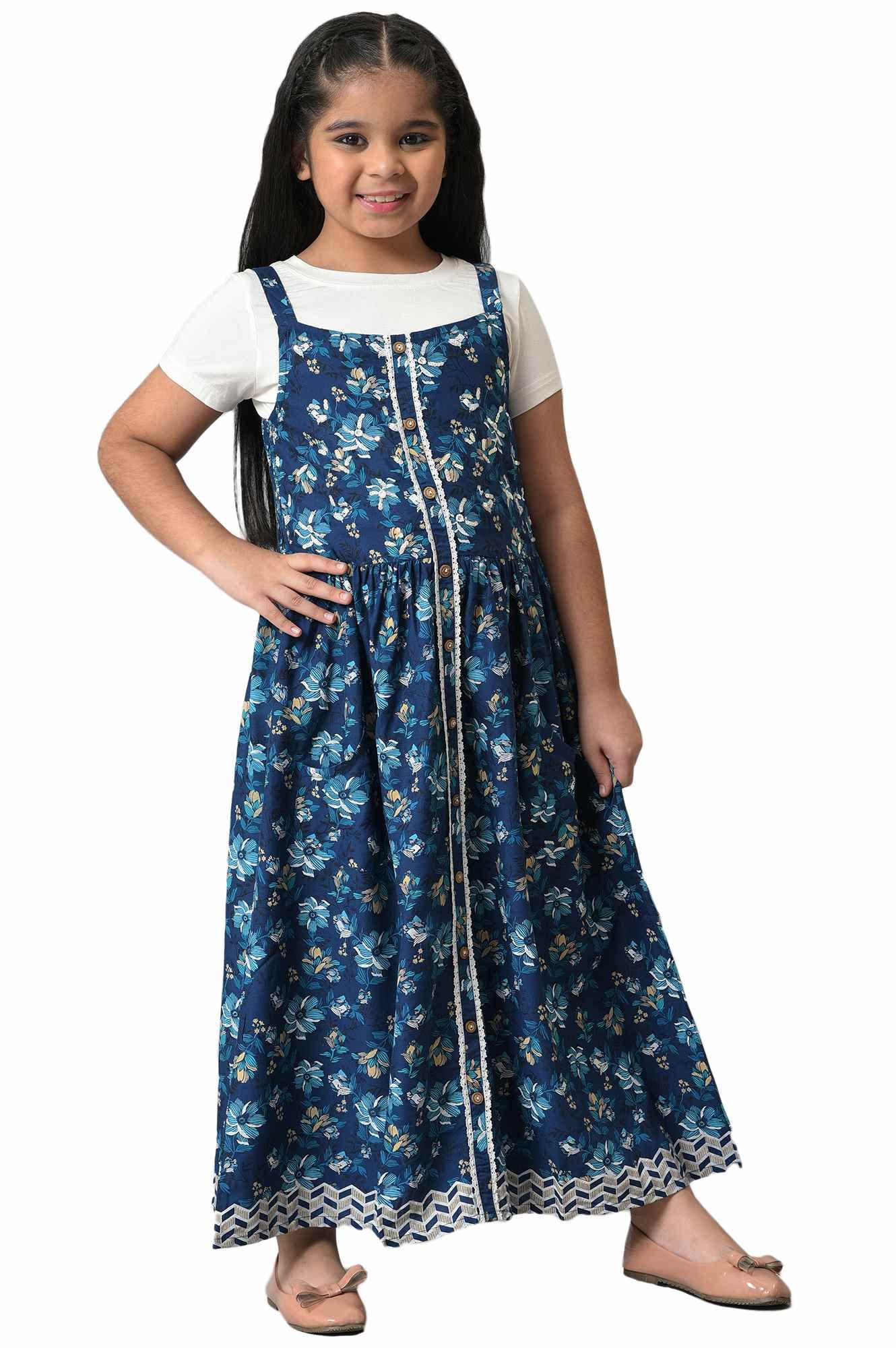 Aurelia Girl's Viscose Top & Dress (22FEG10229B-505647_Blue