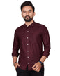 Besix MenS Cotton Solid Shirt With Mandarin Collared Full Sleeve Button Closure Curved Hem Straight Length And One Pocket | Mdr