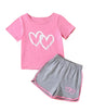 Kyda KidsGirls Cotton Printed Pink Tshirt And Shorts Set (Pack Of 1)