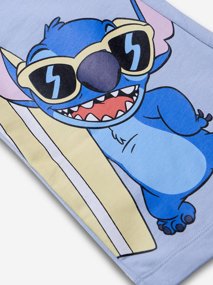 The Souled Store Lilo & Stitch: Beach Vibes Girls Drawstringed Blue Graphic Printed Cotton Joggers (2-8 Yrs)