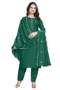 Satpurush WomenS Green Cotton Silk Round Neck 3/4Th Sleeve Floral Embroidery Straight Kurta Salwar Suit Set With Pant(Bvm-152-A