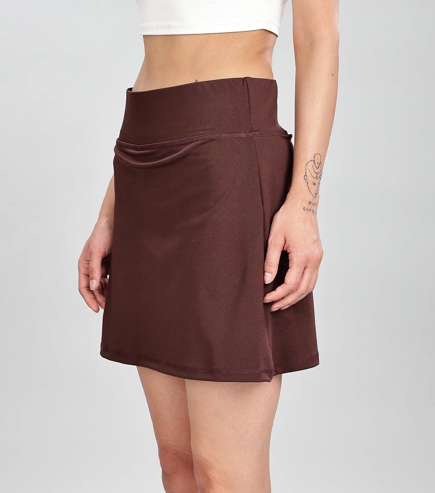 SHODOX Womens Highwaist Stretchable Skater Skirts Knee Length Inbuilt with Inner Safety Shorts - Tennis Skirts with Shorts, Perf