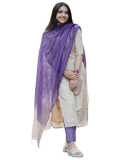 GoSriKi Women's Rayon Blend Straight Kurta with Pant & Dupatta, Small, Beige, Model GOJALA BEIGE-GS