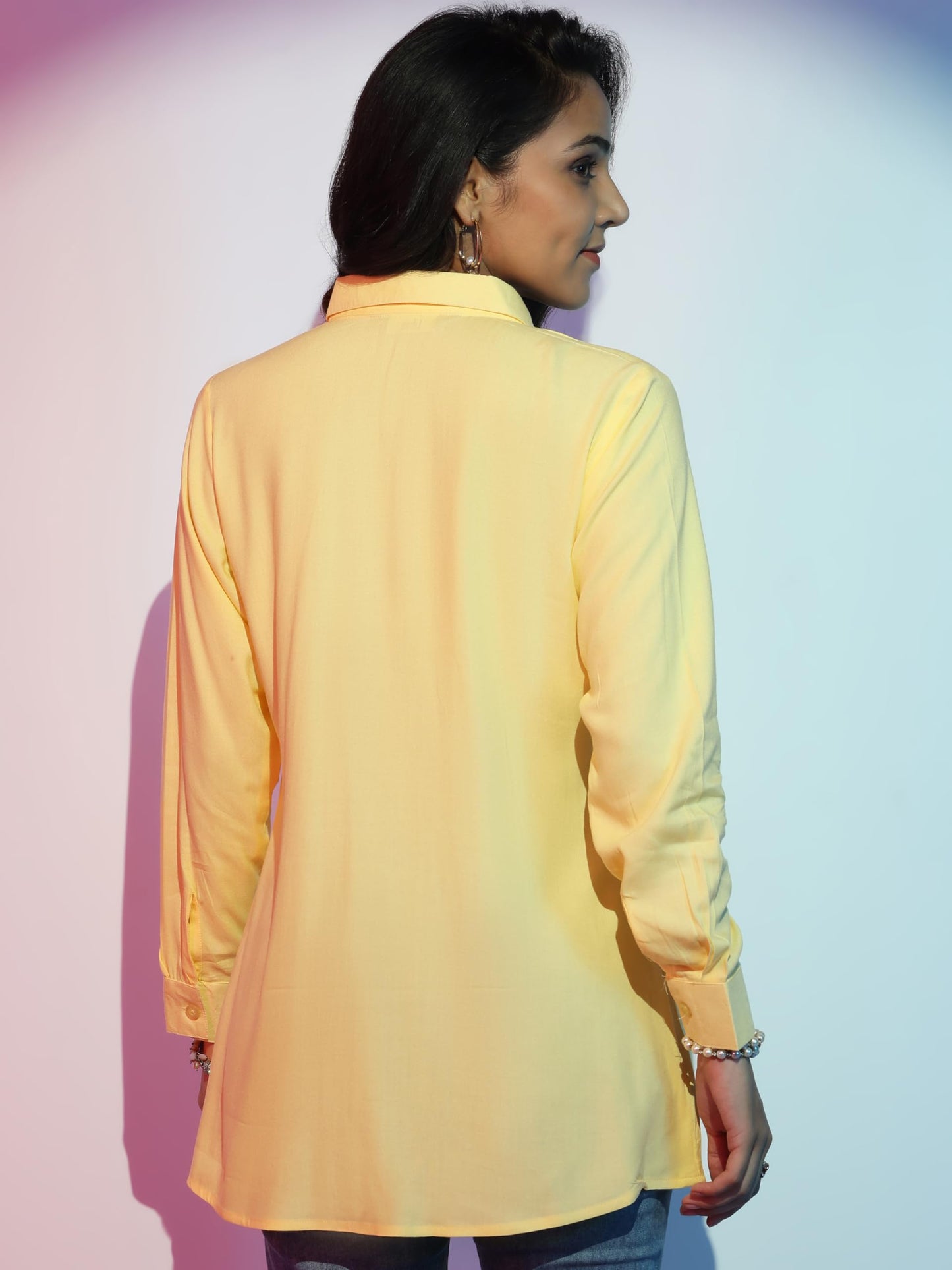 Libas WomenS Viscose Rayon Solid Straight Kurti (58190_Yellow