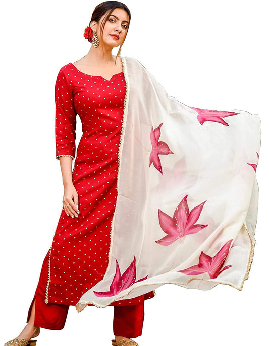 ANNI DESIGNER Women Rayon Printed Straight Kurta with Palazzos & Dupatta (DEB-Rayon SET7)