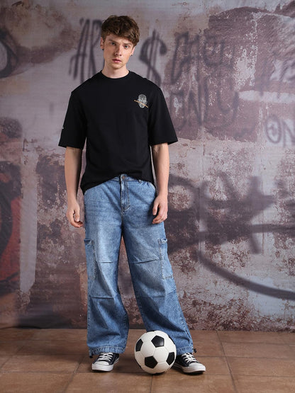 Hubberholme Men Cotton Washed Baggy Mid-Rise Jeans 10