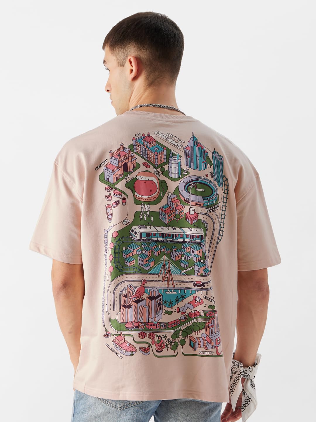 The Souled Store Men TSS Originals: Mumbai Oversized T-Shirts Pink
