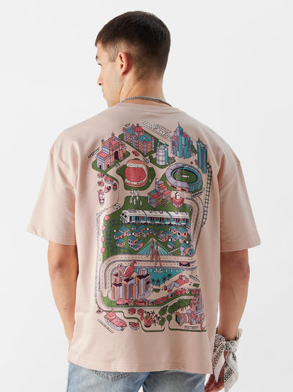 The Souled Store Men TSS Originals: Mumbai Oversized T-Shirts Pink