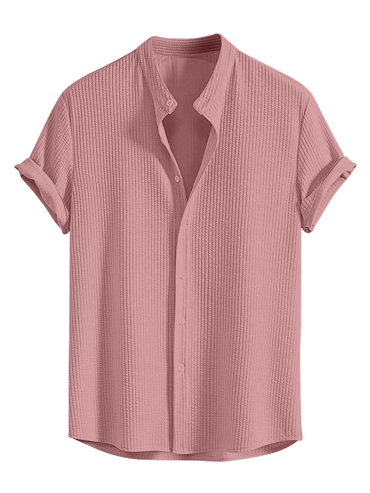 Greciilooks MenS Regular Fit Shirt (Gl-Ms-6249_Pink