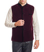 Wintage Men'S Velvet Bandhgala Festive Dark Maroon Nehru Jacket Waistcoat