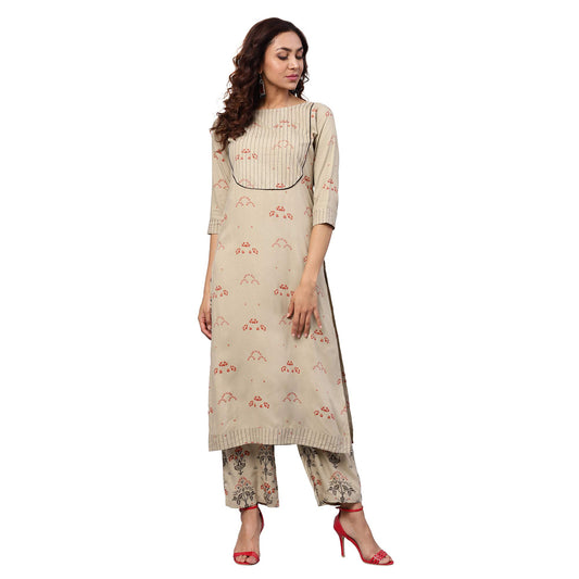 idaLia Women's Printed Rayon Kurta with Palazzo Pants
