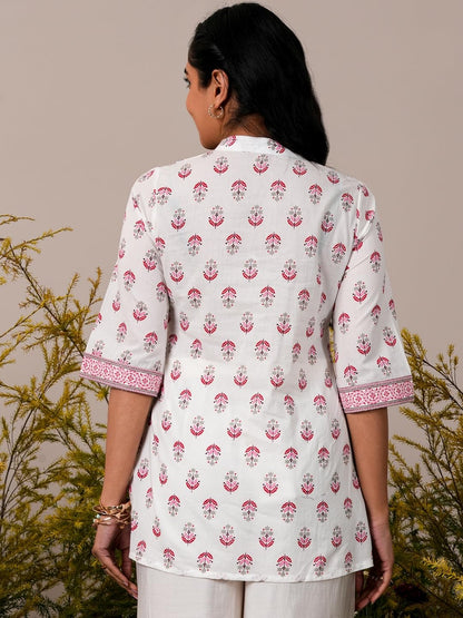 Libas WomenS Pure Cotton Printed Straight Kurtis (26867_White