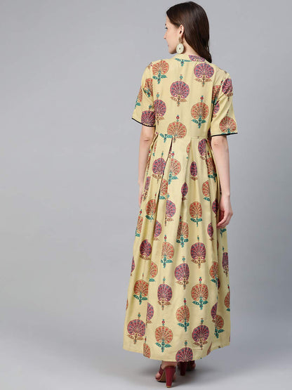 Idalia Camel Multicolour Boota Dress