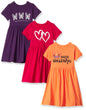 T2F Girls Printed Cotton Casual Knee-Length Dress(Pack Of 3)