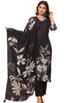 Varanga Women Floral Placement Printed V Neck Thread Embroidered Kurta With Trouser & Dupatta