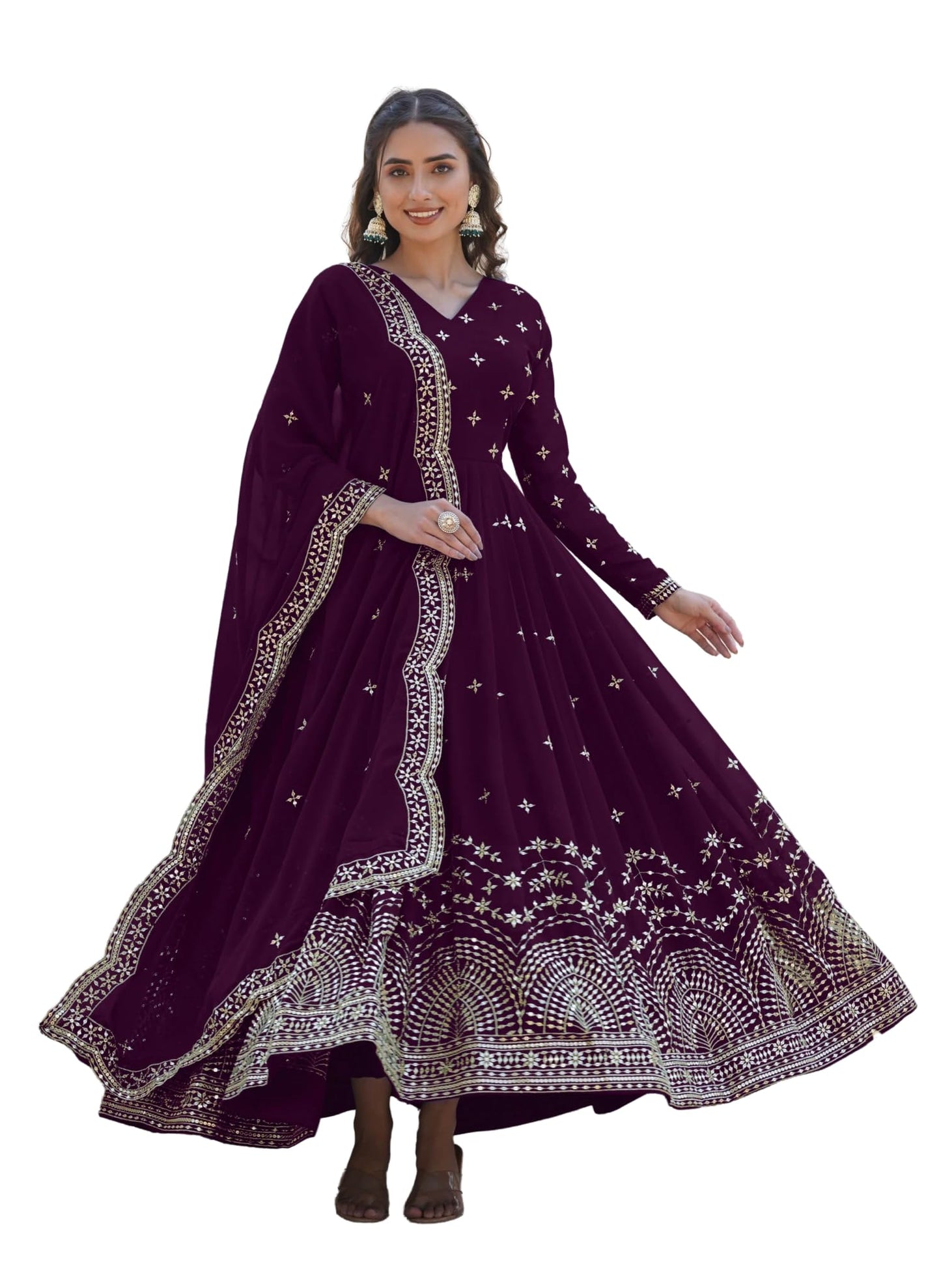 Fashion Basket Turquoise Georgette With Sequins Embroidery Anarkali Kurta Set For Women