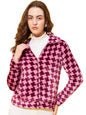 Modeve Full Sleeve Self Design Women Jacket-Wine