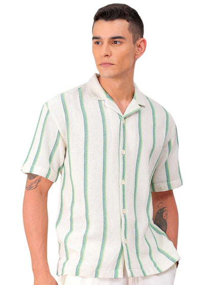 The Indian Garage Co Mens Relaxed Fit Shirt (0923-SHMKRS-03-01_Cream