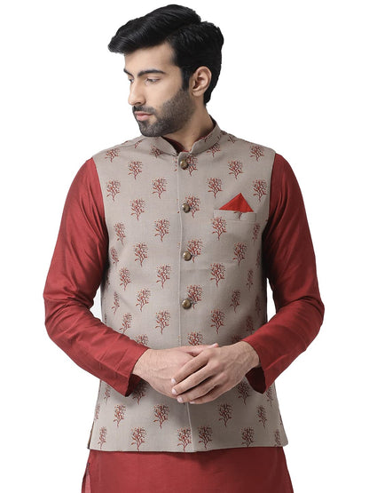 Kisah Nehru Jacket For Men  Printed Cotton Blend Modi Jacket | Ethnic & Formal Waist Coat For Weddings, Parties & Office Wear