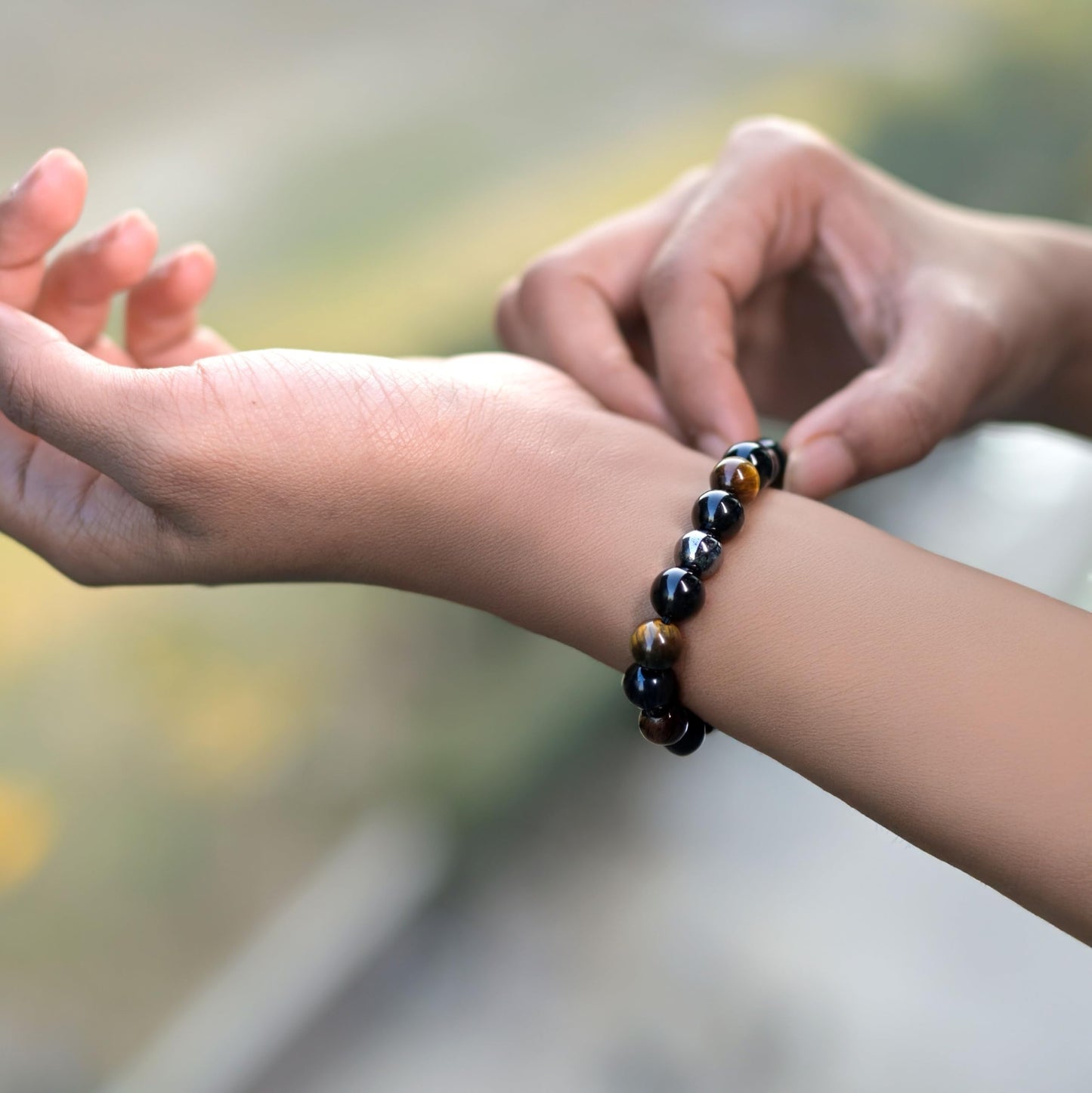 Astrotalk Triple Protection Bracelet | Shields Against Negativity & Enhances Strength | Black Obsidian, Hematite, Tiger Eye | Crystal Bracelet for Women & Men