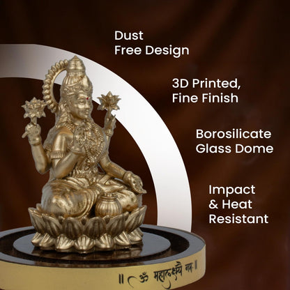 Astrotalk Mahalakshmi Murti in Borosilicate Glass Dome | Lakshmi Devi Idol for Car, Home, & Mandir | Attracts Money, Prosperity & Fortune | 3D Printed Idol | Gift for House Warming Ceremony(7x5.5 cm)