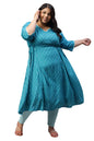 Aurelia Women Teal Dobby Geometric Yarn Dyed Straight Kurta_22AUA13352P-702534_3XL