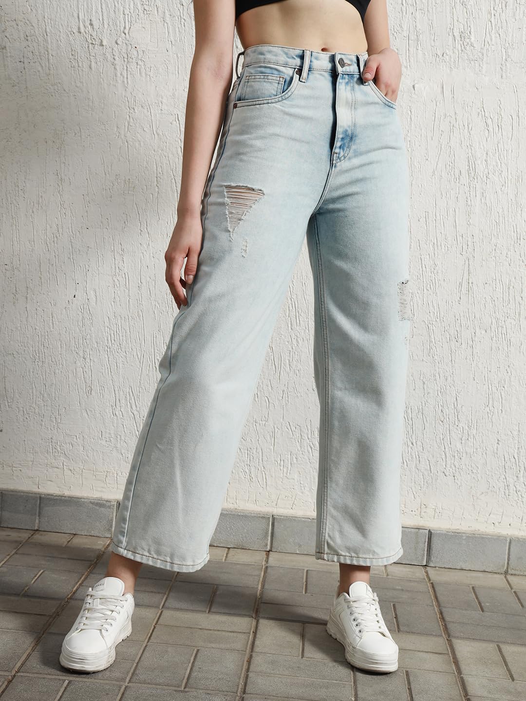 Hubberholme Women Blue Summer Cotton Relaxed Fit Jeans