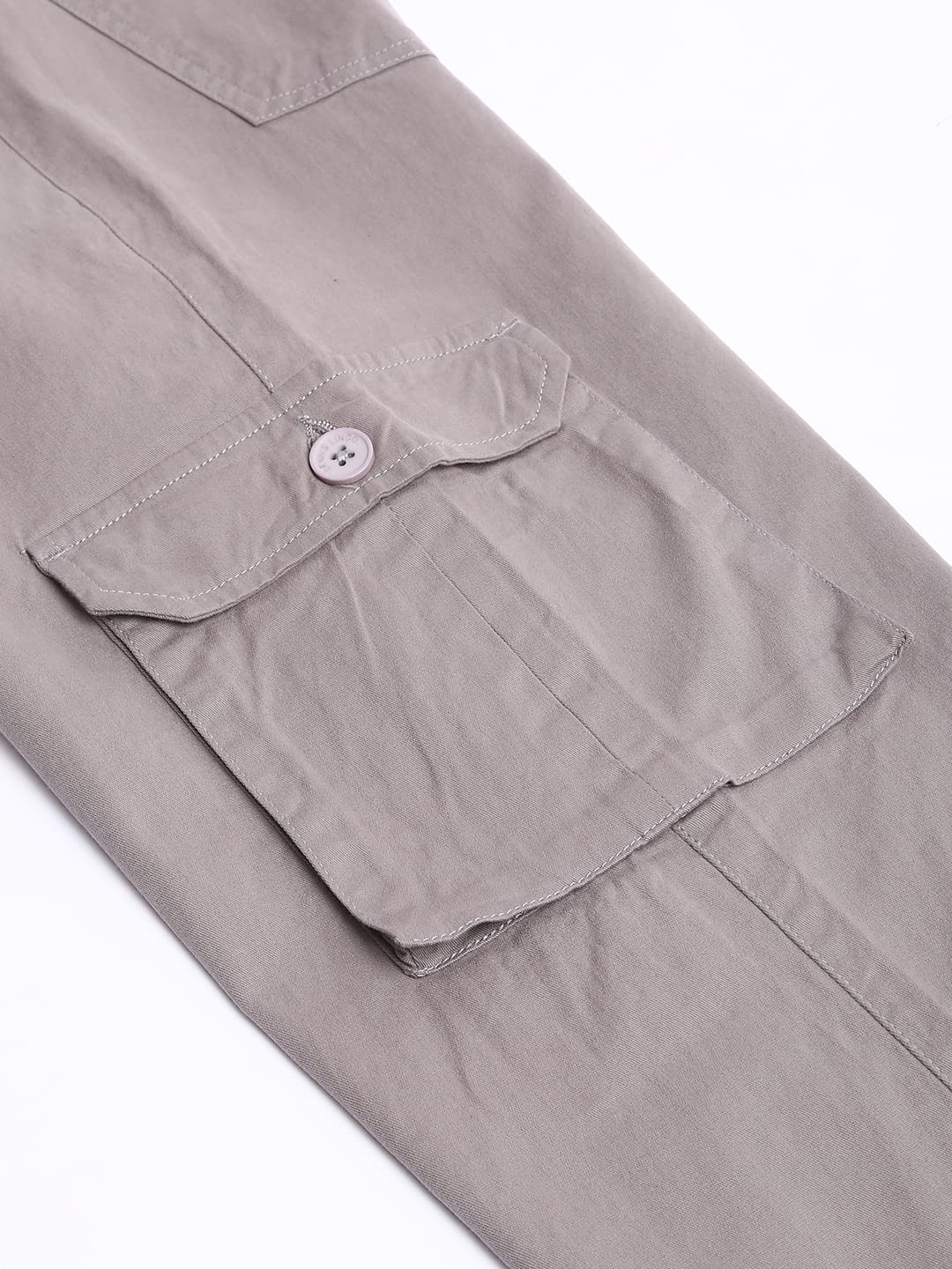 Dennis Lingo Mens Casual Solid Cotton Tapered Fit Mid Rise Ankle Length Multi-Pocket Stretchable Cargo Pant/Trousers (Graphite