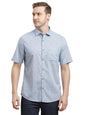 Turtle Men 100% Cotton Slim Fit Light Blue Printed Half Sleeve Casual Shirt