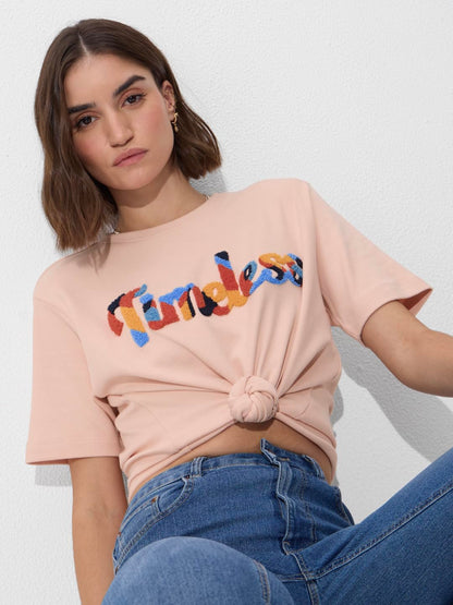 The Souled Store Originals: Timeless Women and Girls Short Sleeves Round Neck Cotton Relaxed Fit T-Shirts Pink