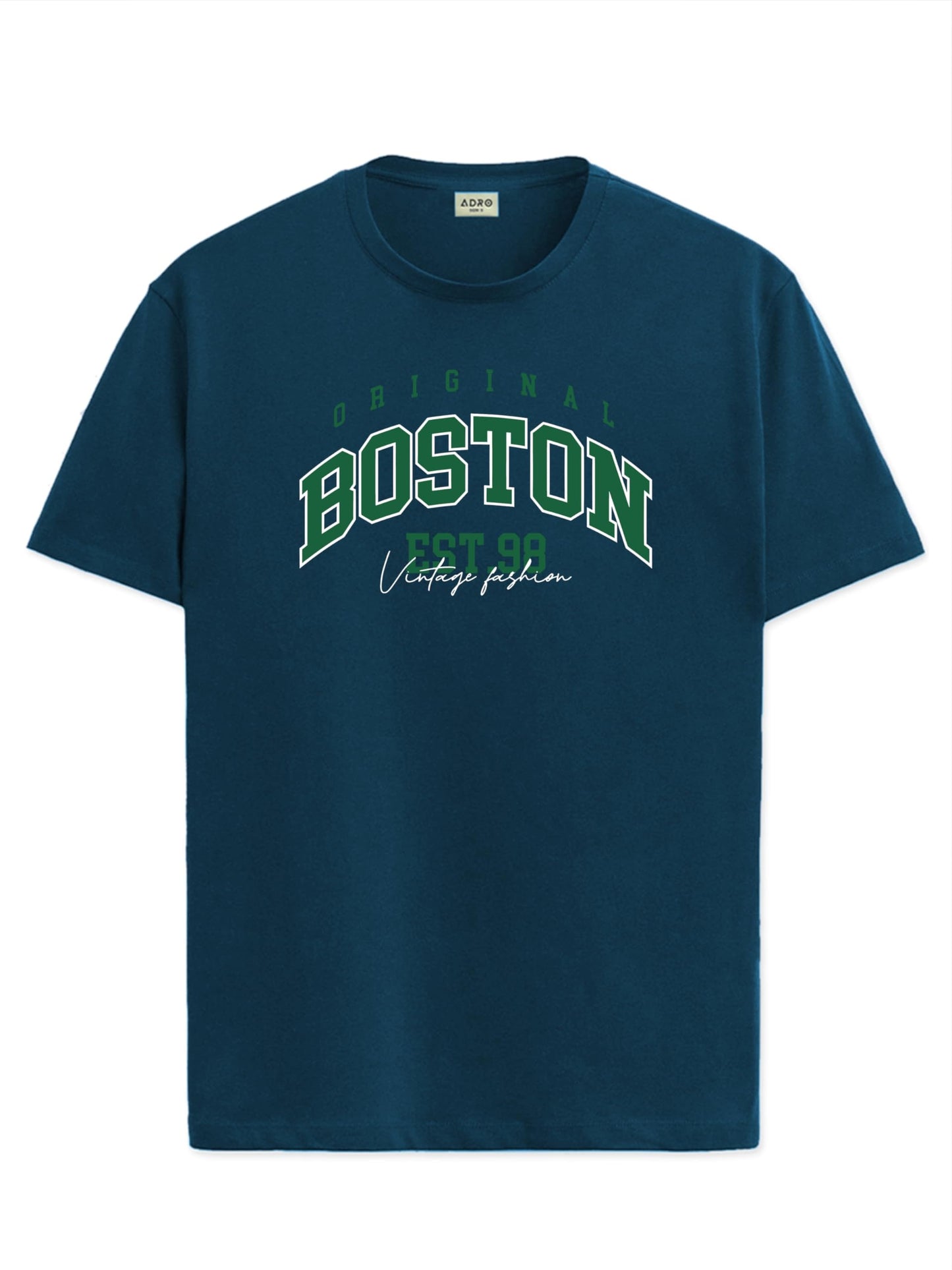 ADRO Mens Printed T Shirt - Premium Cotton Graphic Printed Tshirt - Teal T-Shirt - RN24-BOST-SB