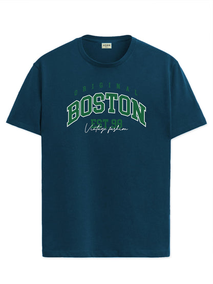 ADRO Mens Printed T Shirt - Premium Cotton Graphic Printed Tshirt - Teal T-Shirt - RN24-BOST-SB