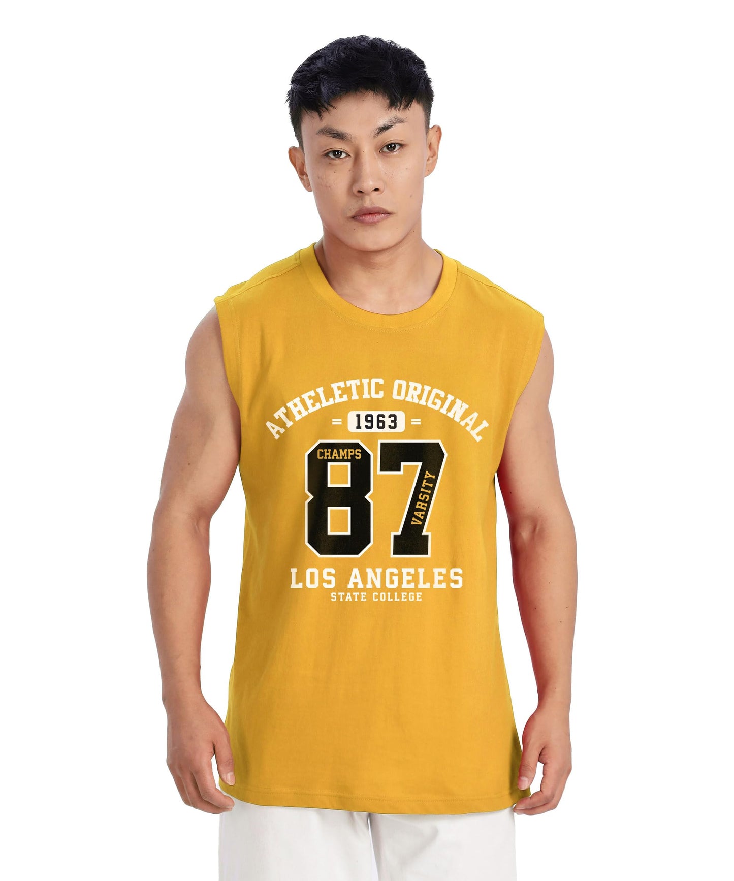 SHODOX Mens 100% Cotton Tank Tops Round Neck Sleeveless Sports Loose fit Vest (Pack of 1)