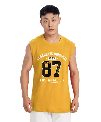 SHODOX Mens 100% Cotton Tank Tops Round Neck Sleeveless Sports Loose fit Vest (Pack of 1)