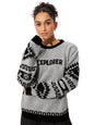 The Souled Store Official Peanuts : Explorer Cable Knit Women Oversized Sweater Grey
