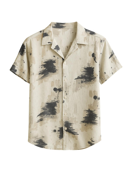Veirdo Mens Poly Cotton Oversized Loose Baggy Fit Drop Shoulder and Abstract Print Men Camp Collar Abstract Printe
