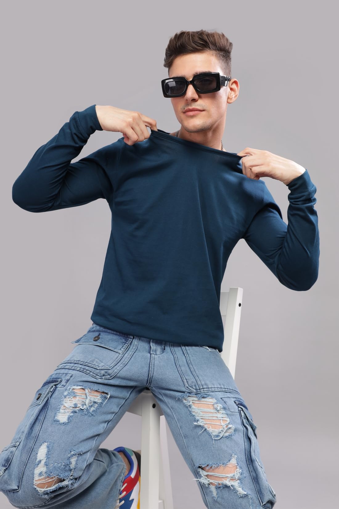 ADRO Full Sleeve Tshirt for Men | Plain T Shirt for Men | 100% Cotton Tshirt | Full Sleeve T-Shirt | Mens Full Sleeves T Shirts