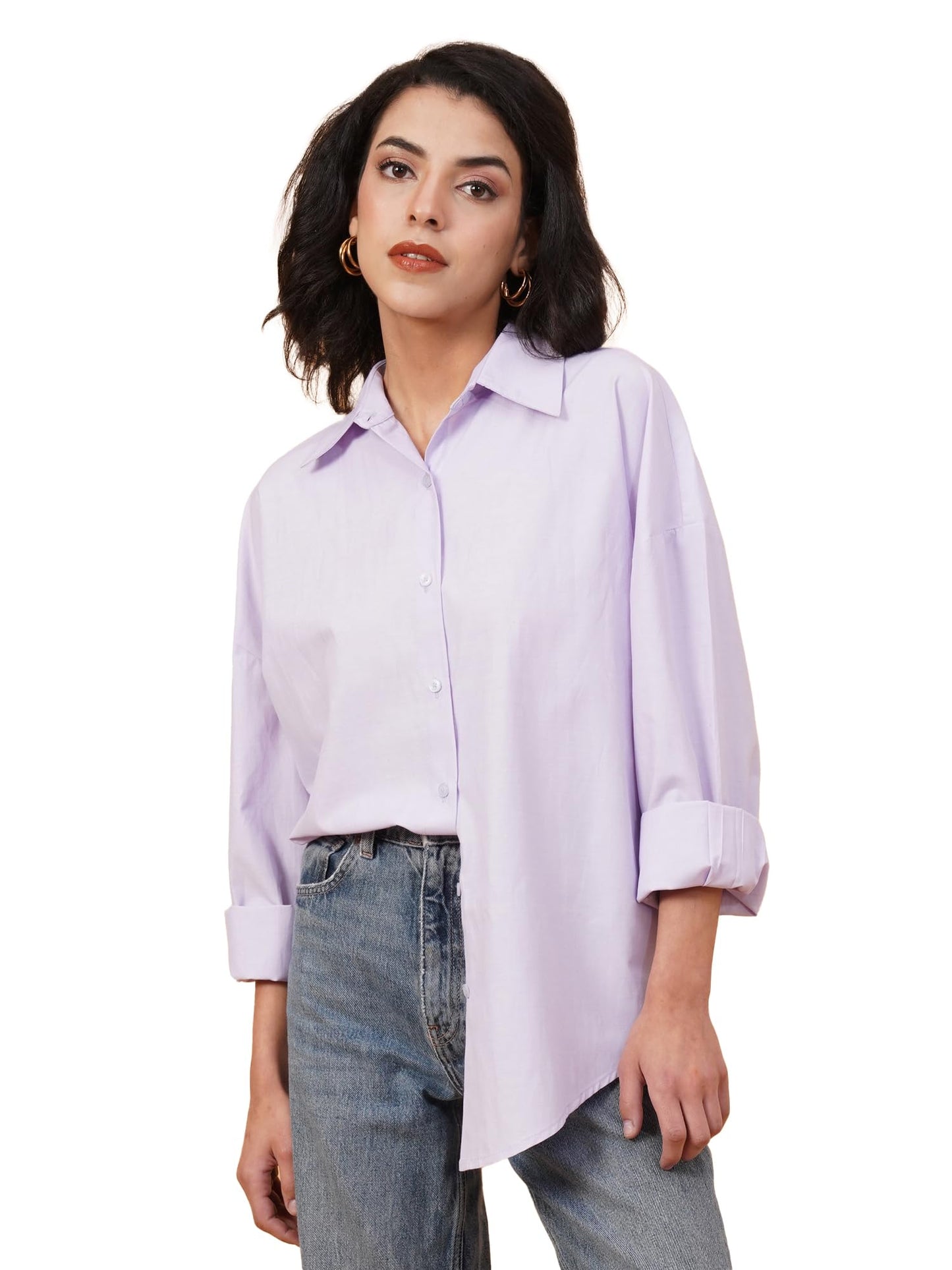 Kotty WomenS Relaxed Fit Spread Collar Casual Shirt