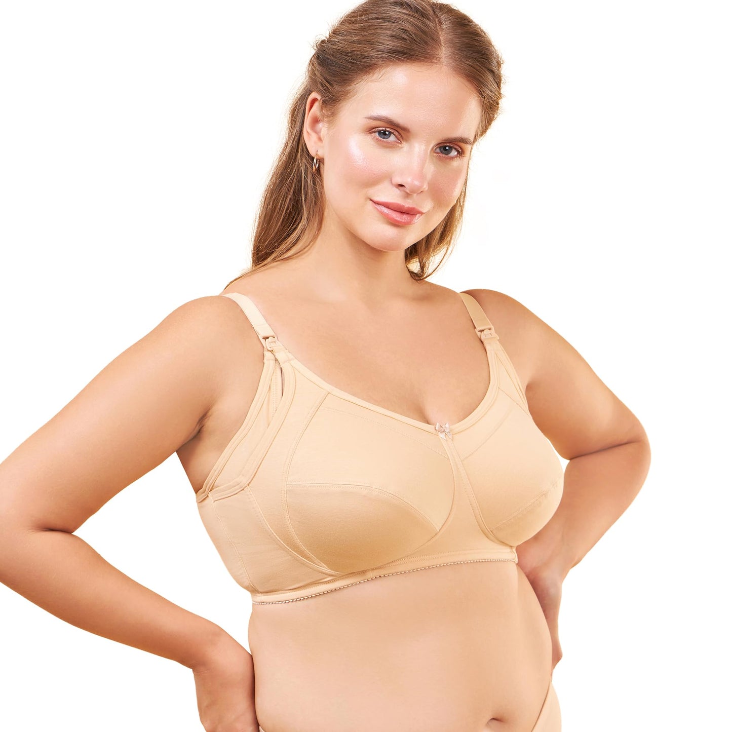 Enamor Innovations Eco-Melange Cotton, Womens Nursing Bra - Sectioned Lift and Support, Non Padded, Wirefree, High Coverage - M
