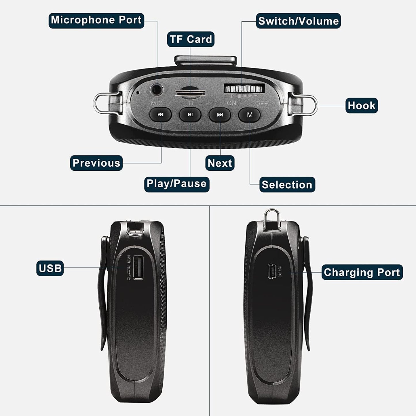 Portable Voice Amplifier SHIDU Personal Microphone Headset for Speaking Rechargeable Mini Pa System for Teachers Tour Guides Coa