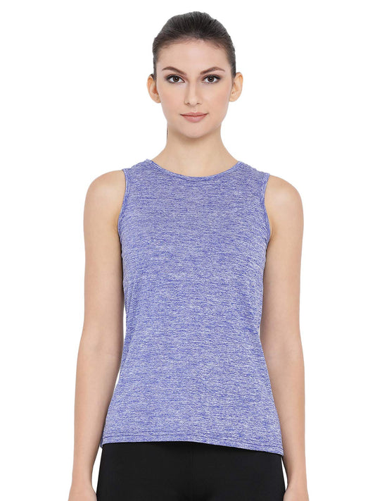 Clovia Womens Blue Gym/Sports Textured Activewear Top (AT0070P03_Blue_S)