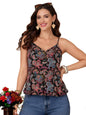 Pinkmint Women Pure Cambric Cotton Printed Peplum Top | Sleeveless Spaghetti Strap Summer Casual Top for Women & Girls
