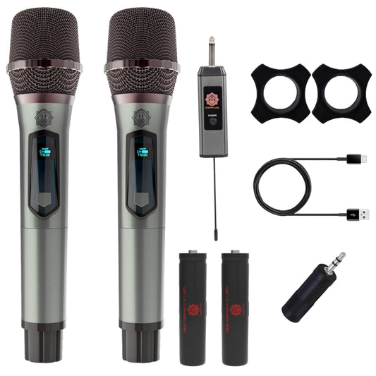 DIGIMORE Dual UHF Wireless Microphone for Singing | 8Hrs Battery | 160ft Range | Type-C Charging | Dual Cordless mic for House P