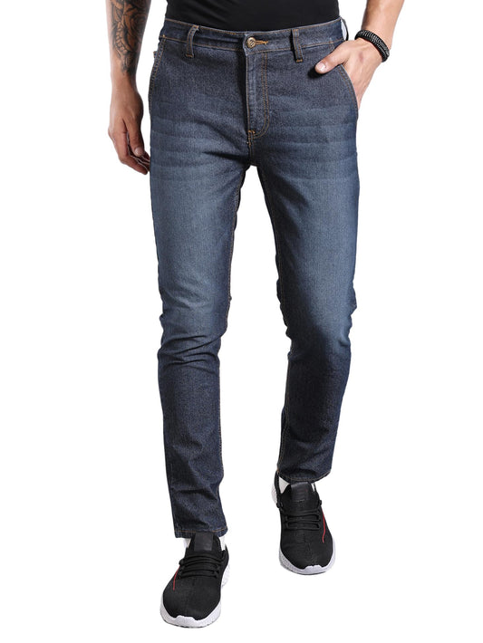 The Indian Garage Co Men Slim Fit Solid Mid-Rise Jeans Navy Blue